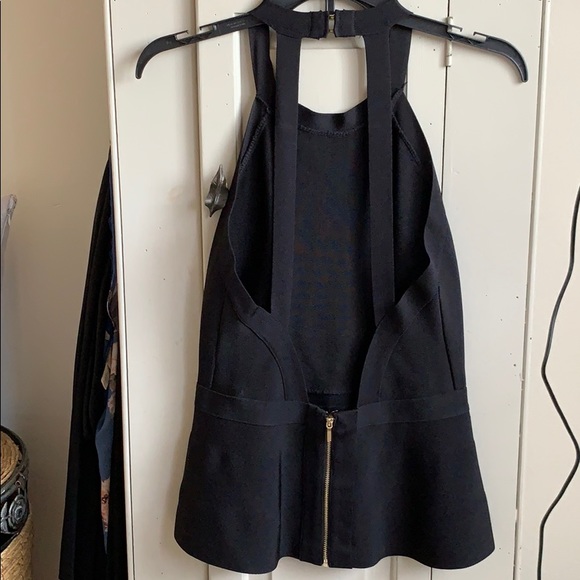 Black peplum backless top - Picture 3 of 5